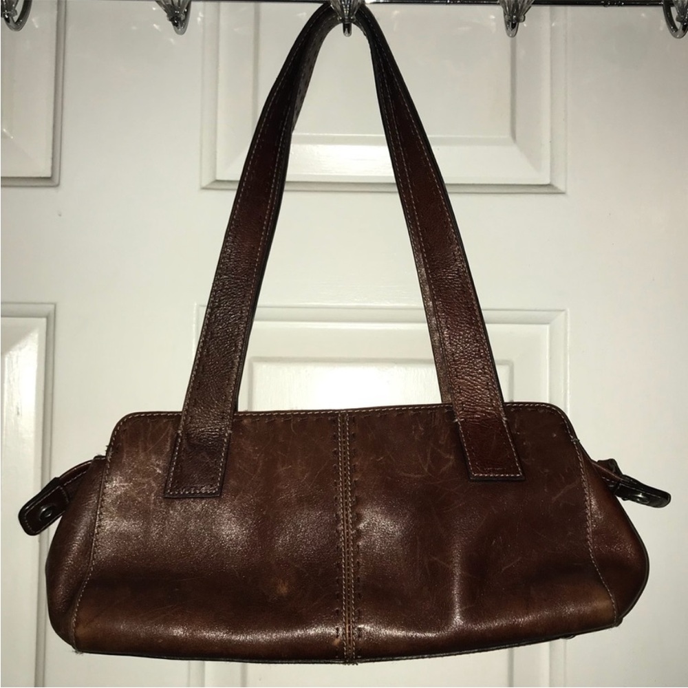 Fossil Brown Leather Shoulder Bag with Vintage